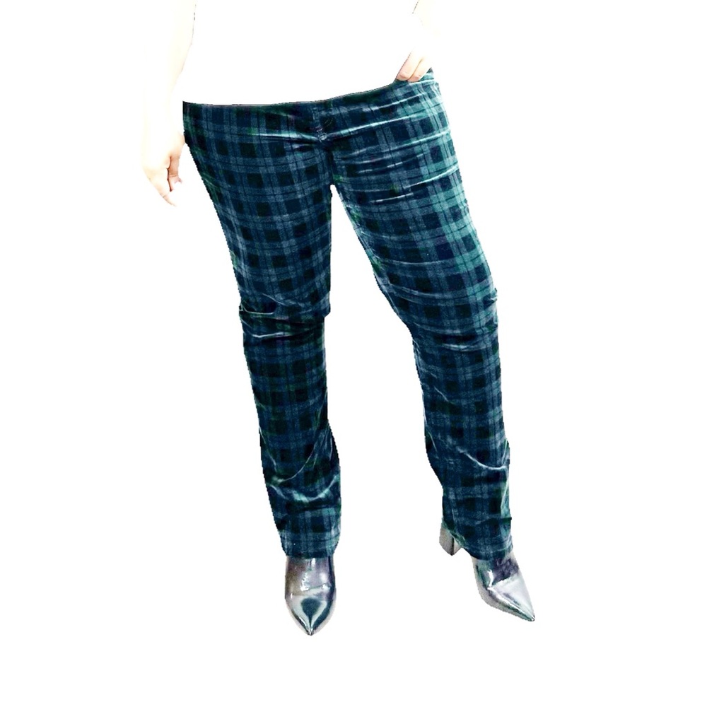 Talbots Pants High Rise Plaid Velvet Straight Leg Holiday